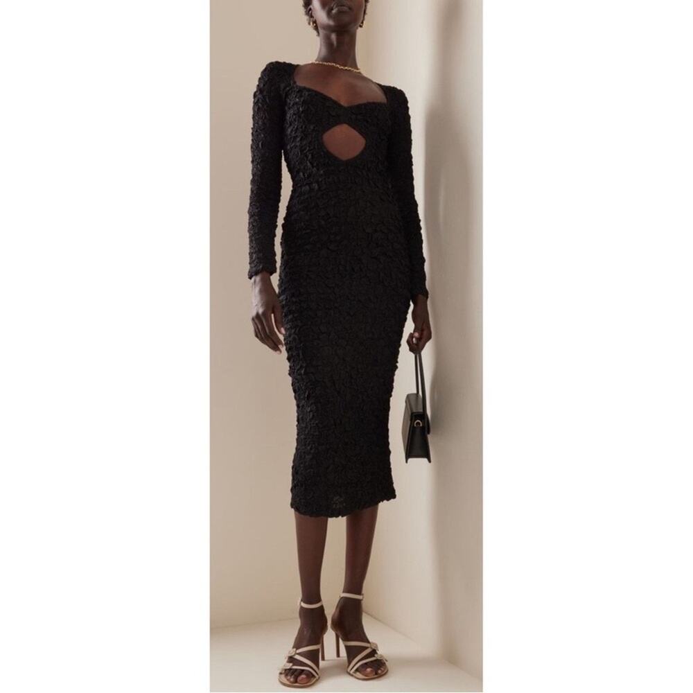 Mara Hoffman Dione cut-out smocked midi dress in black 2XL - Picture 3 of 11
